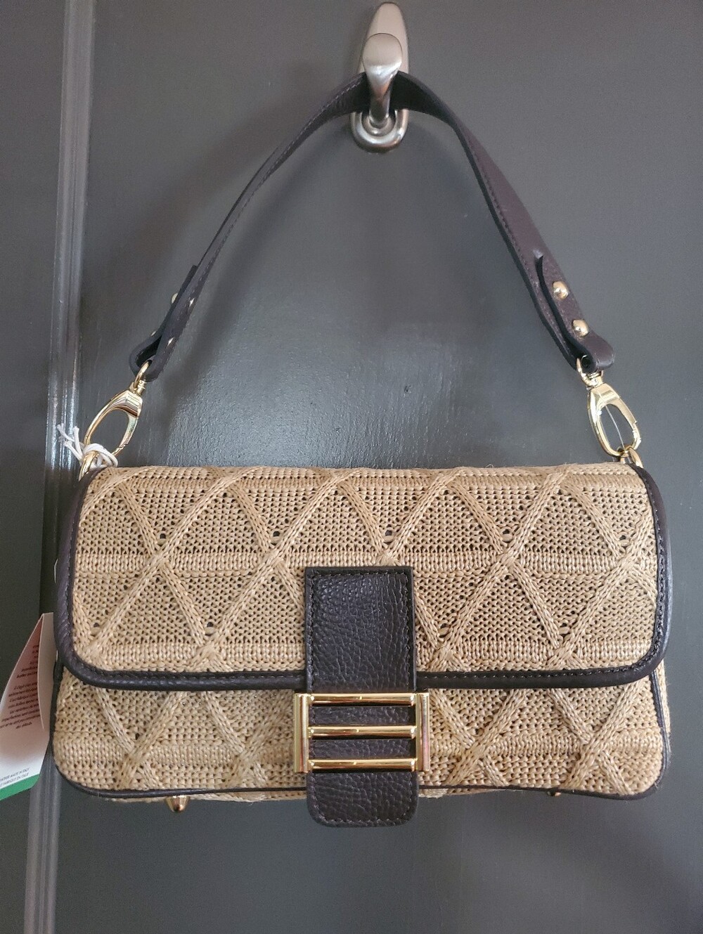 Portofino Coastal Italian Leather Woven Luxe Shoulder Bag - Picture 11 of 13